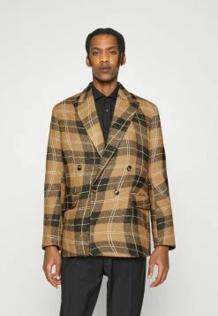 J.LINDEBERG DAVID SWIRL CHECK - Blazer Jacket - Tiger Brown