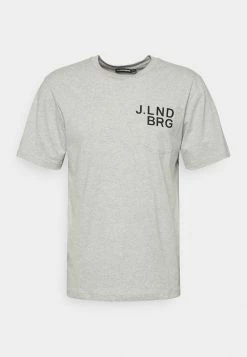 J.LINDEBERG DALE CHEST POCKET - Print T-shirt - Stone Grey Melange