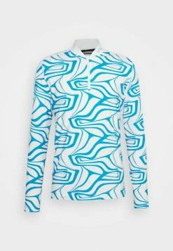 J.LINDEBERG AUGUST PRINT GOLF MID LAYER - Long Sleeved Top - Dresden Blue Neo