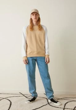 J.LINDEBERG KELVIN COLORBLOCK CREW NECK - Sweatshirt - Safari Beige