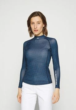 J.LINDEBERG ASA PRINT SOFT COMPRESSION - Long Sleeved Top - Nautical Blue