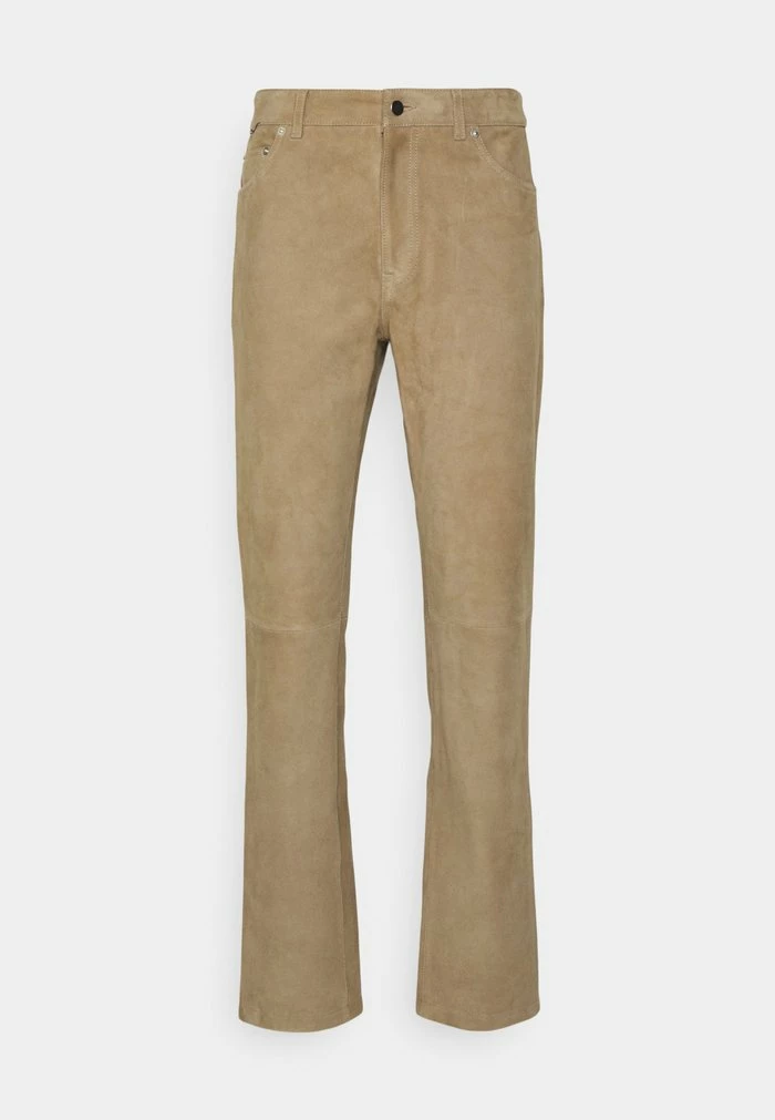LIAM PANTS - Leather trousers - khaki